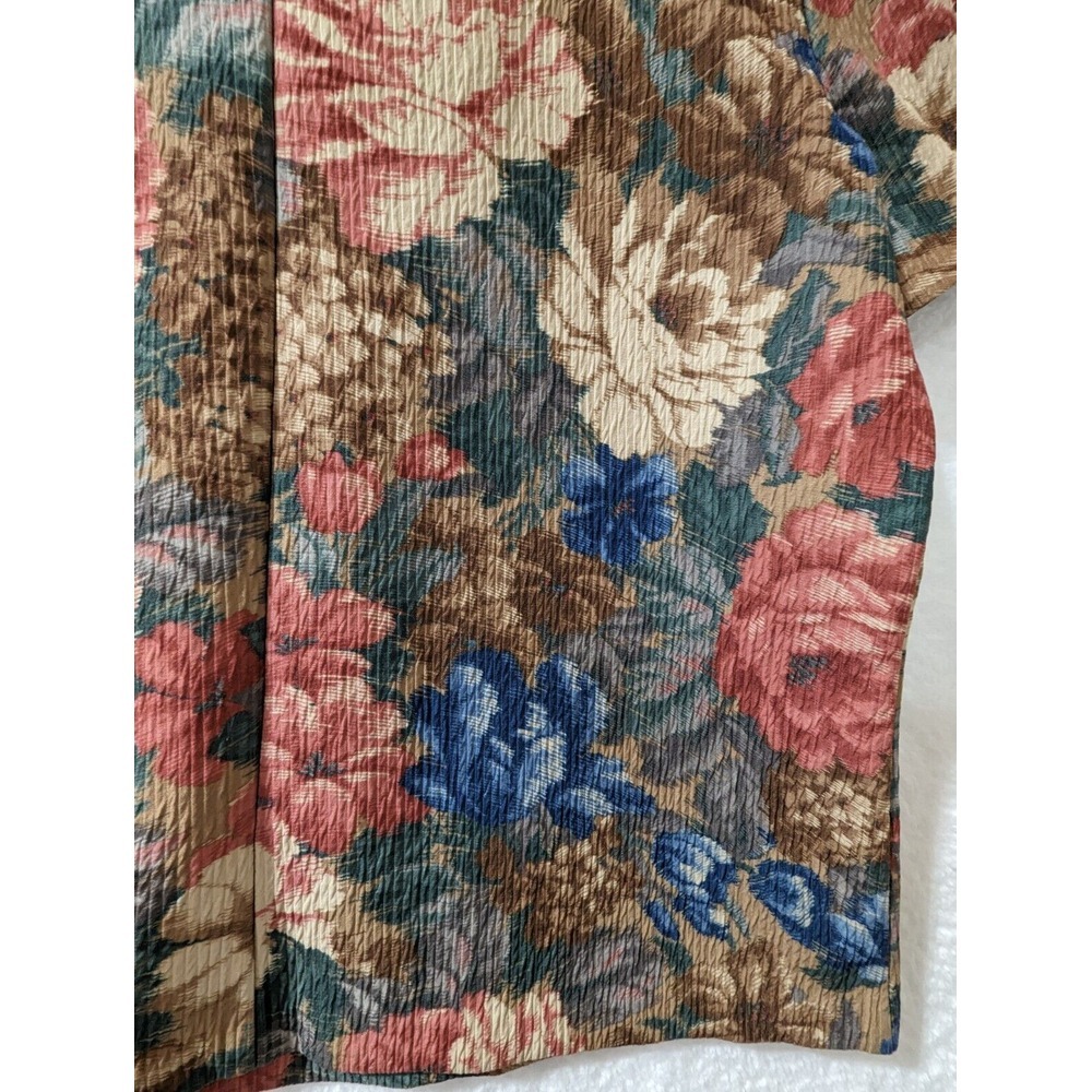 Vintage Susan Graver Blouse Multicolored Flower Print Made‎ In USA L - Picture 8 of 10